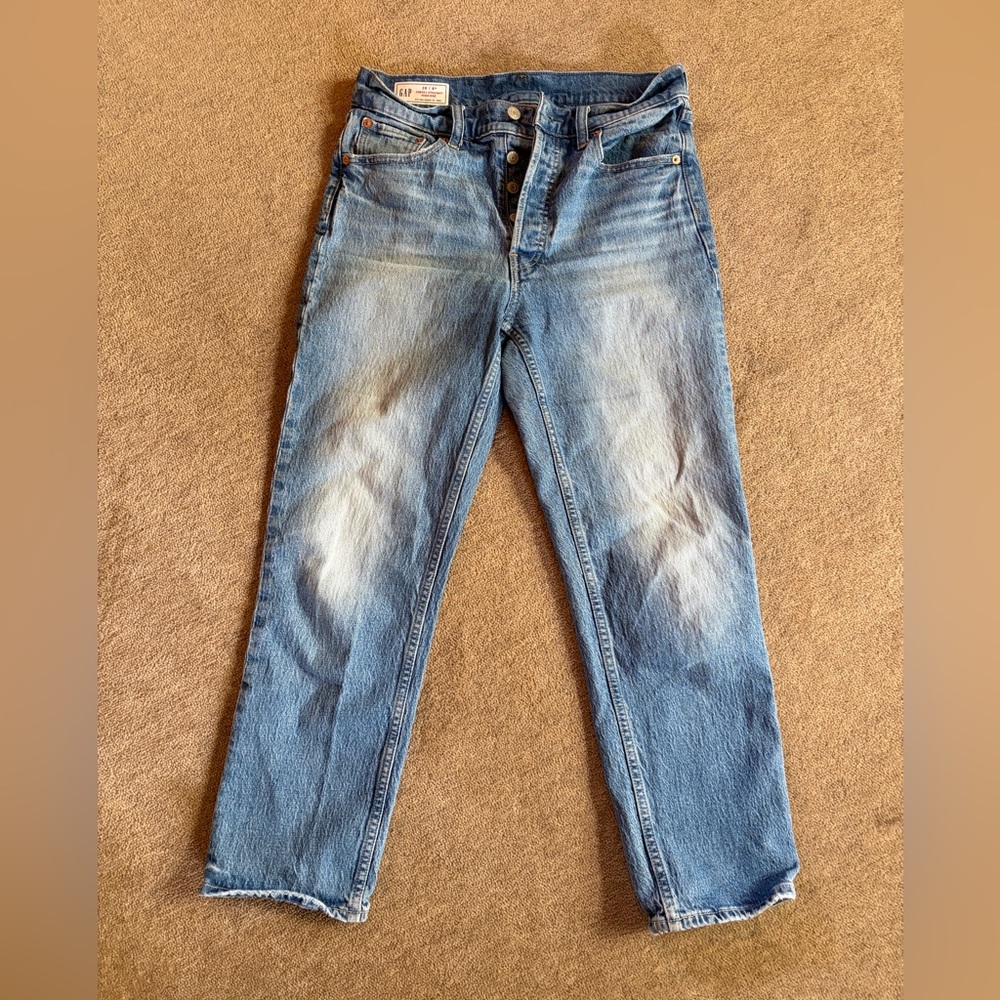 GAP Medium Blue Cheeky Straight Leg High Rise Jeans